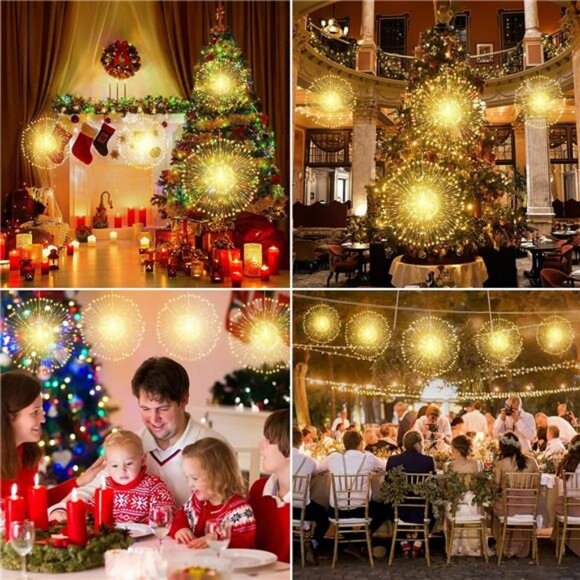 4 Pcs 225Led Lights Battery Operated Fairy Lights Copper Wire with Remote - Picture 4 of 7